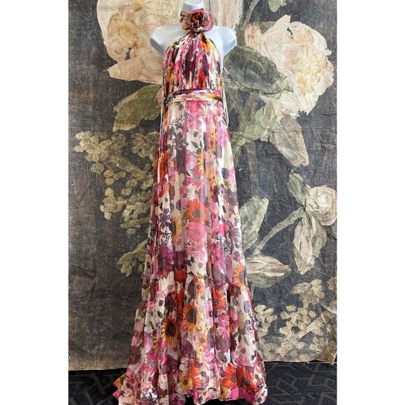 Mac Duggal Floral Maxi Dress - Pink and Purple - Picture 10 of 10